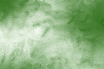 Green ink and watercolor textures on white paper background. Paint leaks and ombre effects. Hand painted abstract image.