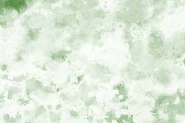 Green ink and watercolor textures on white paper background. Paint leaks and ombre effects. Hand painted abstract image.
