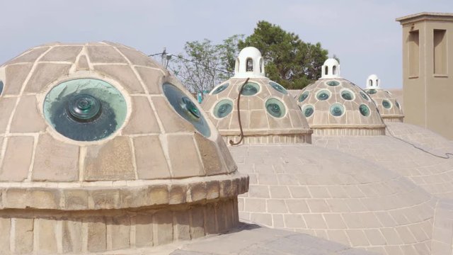 Domes with convex glasses on roof, Sultan Amir Ahmad Bathhouse