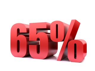 sixty five  percent 65% symbol .3d rendering