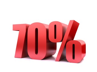 seventy  percent 70% symbol .3d rendering