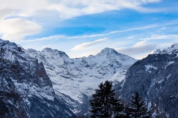 Naklejka premium Winter and Snow in Jungrau, Switzerland