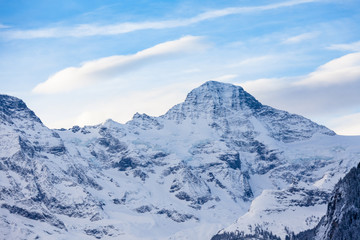 Fototapeta na wymiar Winter and Snow in Jungrau, Switzerland
