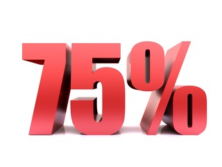 seventy five  percent 75% symbol .3d rendering