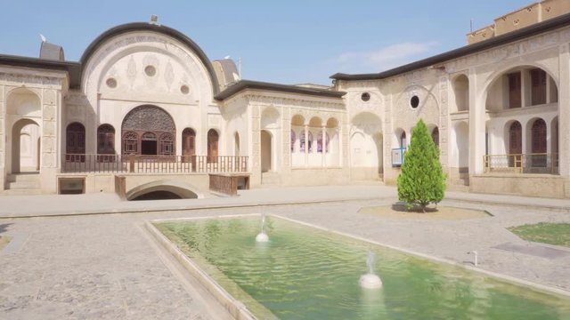 Courtyard of Tabatabaei Historical House in Kashan, Iran