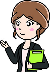  女性会社員OLの笑顔で解説説明