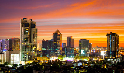 Bangkok city with beautiful sky in sunset