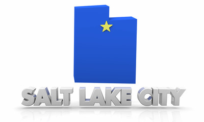 Salt Lake City Utah UT City State Map 3d Illustration