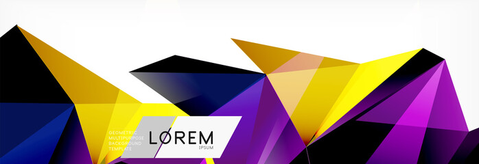 Triangle 3d polygonal art style. Future geometric design. Vector geometry futuristic illustration