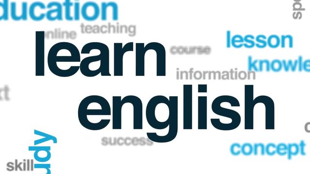 Learn English animated word cloud. Kinetic typography.