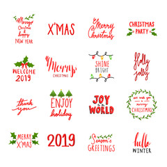Collection of holiday typography vectors