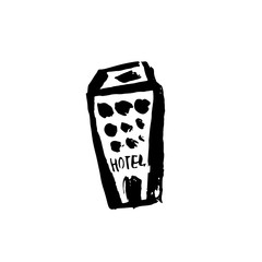 Hotel grunge icon. Vector handdrawn illustration.