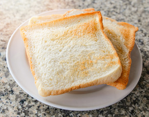 toast bread breakfast / morning food breakfast slice toast bread background food on white plate