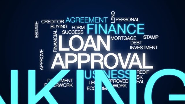Loan approval animated word cloud. Kinetic typography.