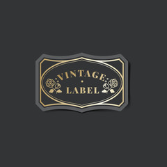 Vintage label sticker decorated with roses vector