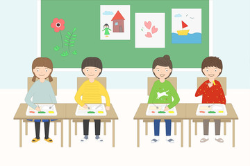 Elementary school students illustration.