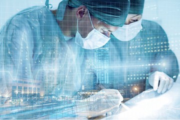 Two surgeons in the  operating room