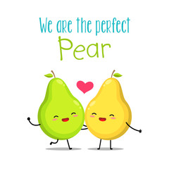 A green and yellow pear. Vector illustration