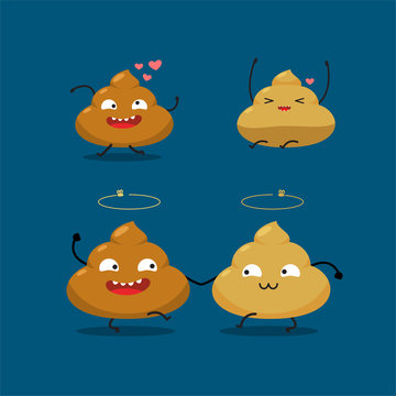 A cute couple of shit. Vector Illustration
