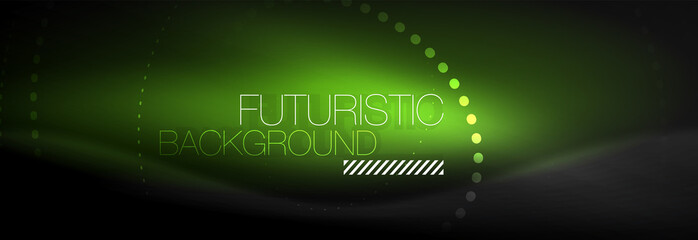 Glowing neon circle line dots, round line design, abstract style on black background. Neon abstract round circles Magic neon lights and glowing dots