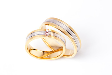 Gold striped wedding rings
