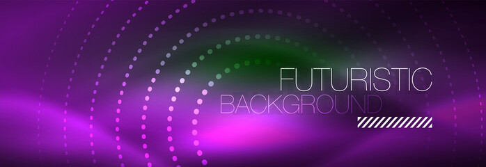 Vector purple neon dotted circle background