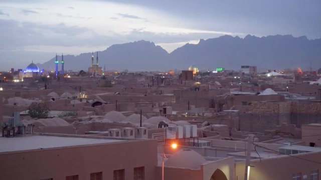 Panning motion of the historical city of Yazd, Iran