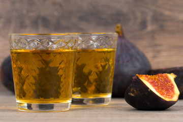 homemade fruit wine and fresh figs fruits