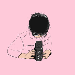 Portrait hand drawing character 