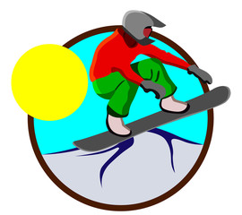 Fototapeta na wymiar icon, snowboarder on snowboard, Winter sports, isolated on white background