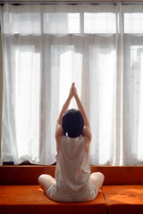 woman with lotus yoga poses.