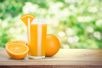 Orange Juice in glass on   background.