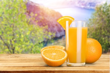 Orange Juice in glass on   background.