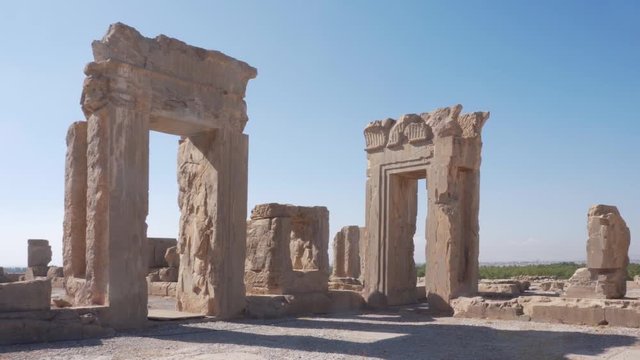 Scenic ruins of the Hadish Palace in Persepolis, Iran