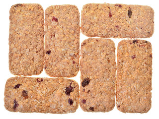 Appetizing chip cookies close-up top view isolated