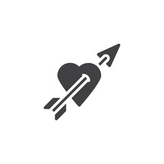 Heart with arrow vector icon. filled flat sign for mobile concept and web design. cupid arrow and heart simple solid icon. Love and Valentine's Day symbol, logo illustration. Pixel perfect vector 