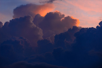 beautiful twilight sky with red, orange and blue colors
