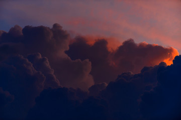 beautiful twilight sky with red, orange and blue colors