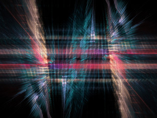 Abstract background element. Fractal graphics 3d illustration. Visualisation and information technology concept. Multicolor composition on black.