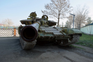 old Russian panzer  in the city