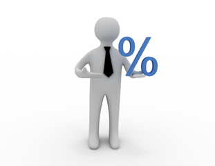 3d man with percent sign