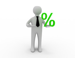 3d man with percent sign