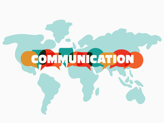 Vector illustration of a communication concept. The word 