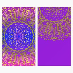 Ethnic Flyer. Templates With Mandalas. Vector Illustration. For Invitation, gift card. Blue, purple color