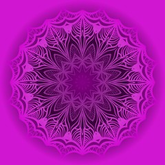 Purple color Mandala flower decoration. Vector floral ornament. Tribal ethnic fashion motif for paper, textile.