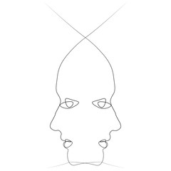 Abstract face one line