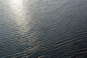 Sunlight creates a shiny ripple reflection on water