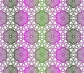Decorative Geometric Ornament. Vector illustration. Template for backgrpund, print. Green, purple color