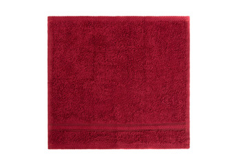 Red towel isolated on white background.
