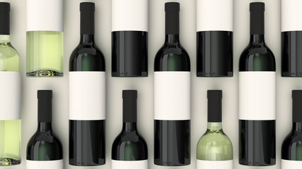 Pattern from bottles of red and white wine with blank labels